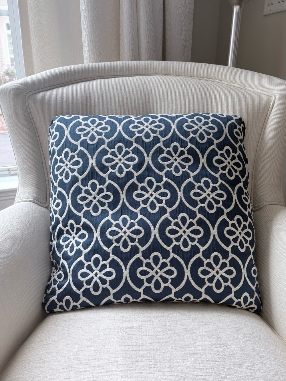 Kravet Custom Navy Ivory Pillow Covers 18x18 Pair